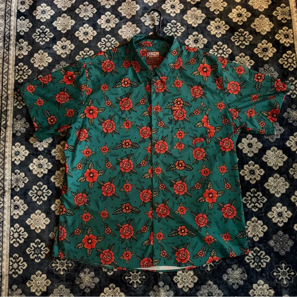 DIXXON “Stay Gold” 3XL Men’s Tattoo Flower Red Floral Shirt. - Picture 2 of 3
